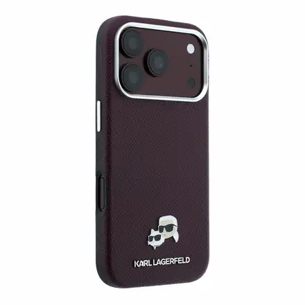 Karl Lagerfeld PU Grained Semi Wrap K&CH Heads Magsafe kryt iPhone 18 Pro Max tmavo červená