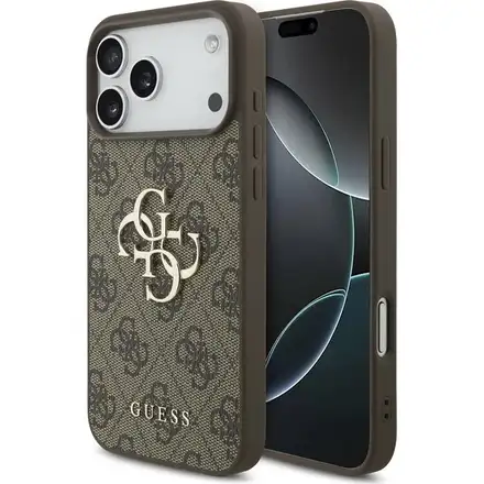 Guess PU 4G Metal Logo kryt iPhone 17 Pro Max hnedý