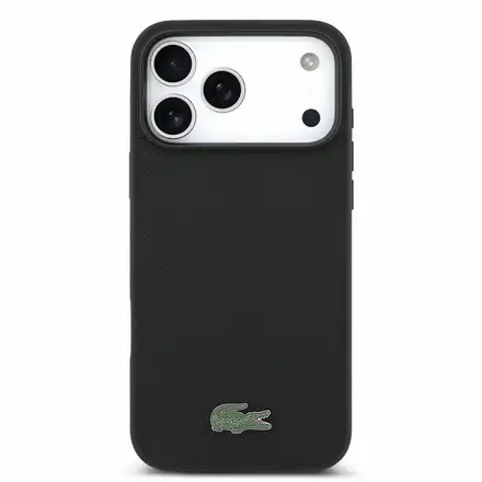Lacoste PVC Iconic Petit Pique Metal Logo MagSafe kryt iPhone 18 Pro Max čierny