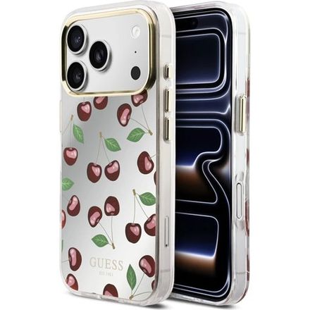 Guess PC/TPU Mirror Glitter Cherry MagSafe kryt iPhone 17 Pro biely