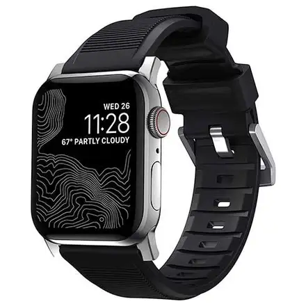 Nomad remienok Rugged Strap pre Apple Watch 44/45/49mm - Black/Silver Hardware