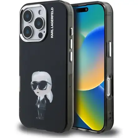 Karl Lagerfeld IML Aquarelle Karl kryt iPhone 16 Pro Max čierny