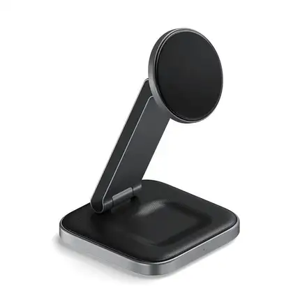 Satechi 2-in-1 Foldable Qi2 Wireless Charging Stand - Space Gray
