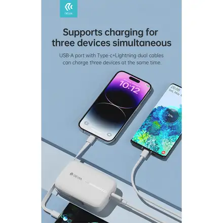 Devia powerbank Kintone Built-in Dual Cable 10000 mAh - Black