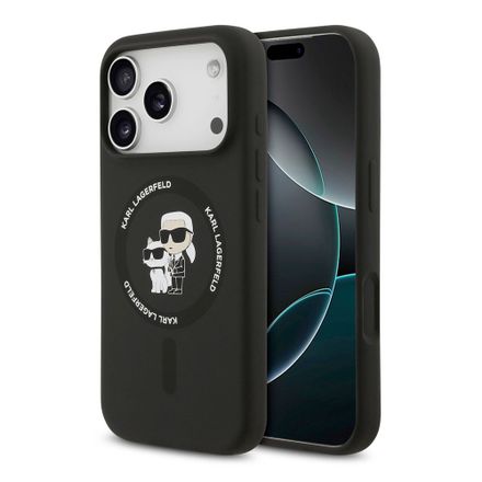 Karl Lagerfeld Liquid Silicone Karl and Choupette MagSafe kryt iPhone 18 Pro Max čierny
