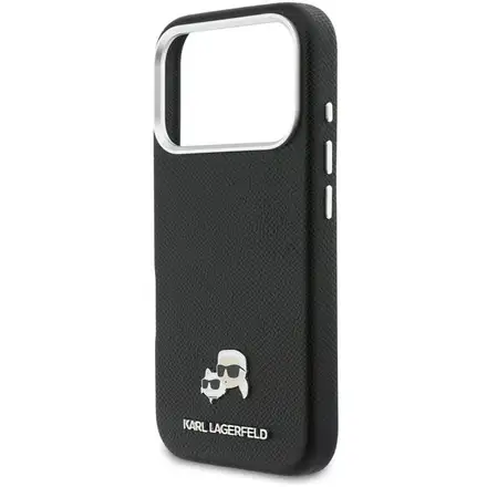 Karl Lagerfeld PU Karl and Choupette Heads Pins MagSafe kryt iPhone 17 Pro Max čierny