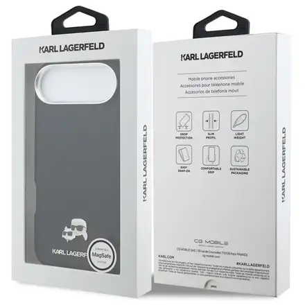 Karl Lagerfeld PU Karl and Choupette Heads Pins MagSafe kryt iPhone Air čierny