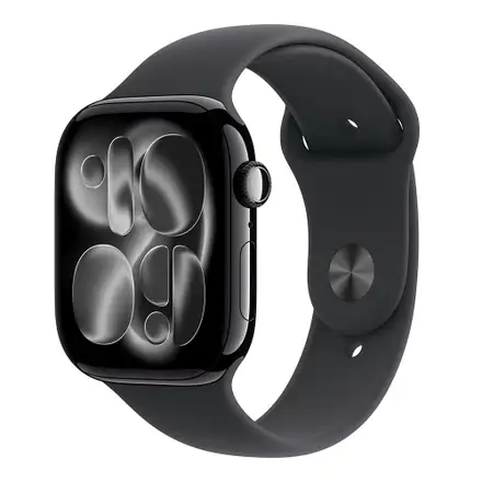Apple Watch Series 11 GPS + Cellular 46mm Klavírny čierny hliník s čiernym športovým remienkom - M/L