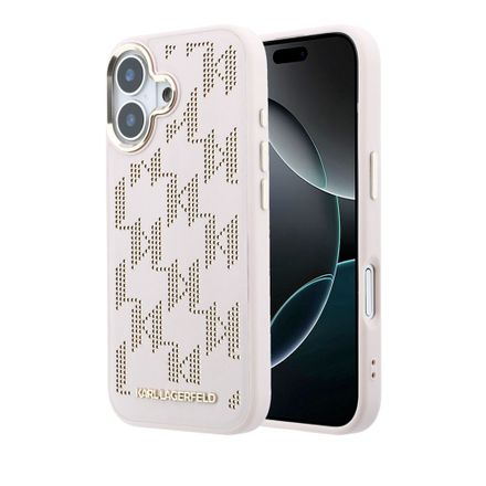 Karl Lagerfeld PU Perforated Monogram MagSafe MagSafe kryt iPhone 17 ružový