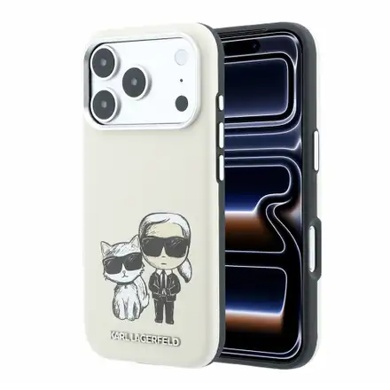 Karl Lagerfeld PU Semi Wrap Smooth Sketch Bodies Magsafe kryt iPhone 18 Pro Max bežový