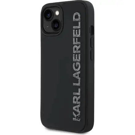 Karl Lagerfeld 3D Rubber Glitter Logo kryt iPhone 13 čierny