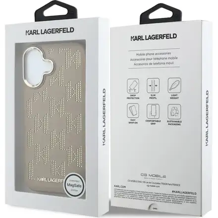 Karl Lagerfeld PU Perforated Monogram MagSafe MagSafe kryt iPhone 17 hnedý