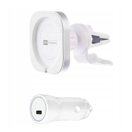ER POWER držiak do auta Car Vent Mount pre Magsafe + 20W Charger - White