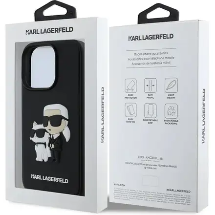 Karl Lagerfeld PU Saffiano Karl and Choupette kryt iPhone 16 Pro Max čierny
