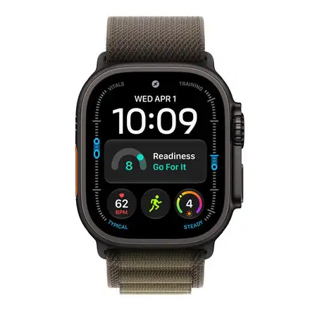 Apple Watch 49mm Dark Olive Alpine Loop - Small - Black Titanium Finish