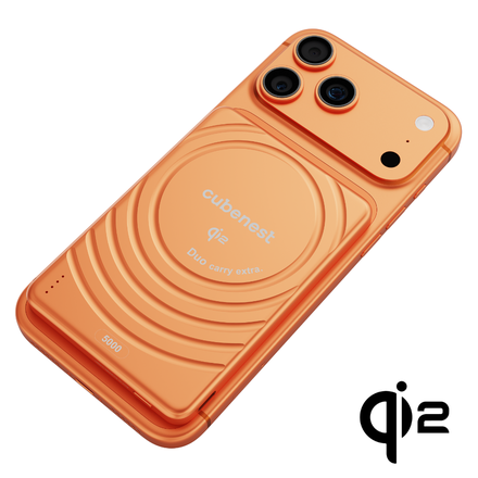 Cubenest Qi2 Magnetic Wireless SlimDual PowerBank 5000 mAh SQ1B3D - oranžová