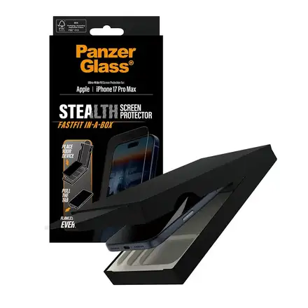 PanzerGlass ochranné sklo UWF Stealth pre iPhone 17 Pro Max - Black Frame