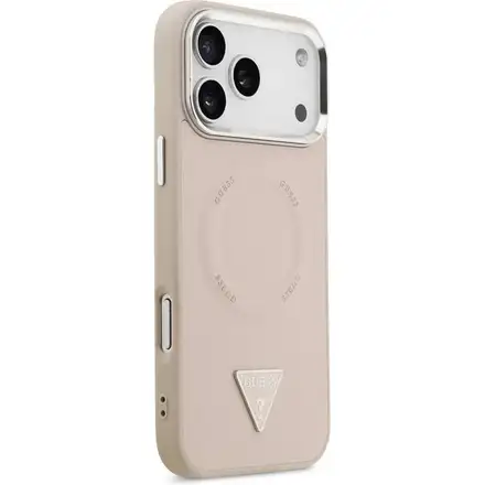 Guess PU Leather Triangle Logo MagSafe kryt iPhone 17 Pro Max ružový