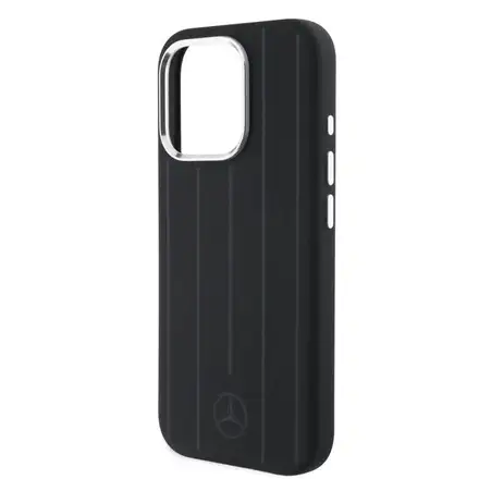 Mercedes Liquid Silicon Stripes Pattern MagSafe Zadný Kryt pre iPhone 16 Pro čierny