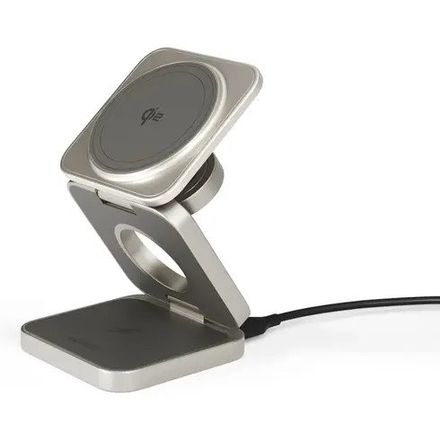 iStores by Epico UltraBase Qi2 3in1 Fold Alu Mag+ Wireless Charging Stand EF55 - titanová