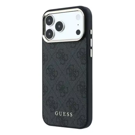 Guess PU Leather 4G Gold Frame MagSafe kryt iPhone 18 Pro čierny