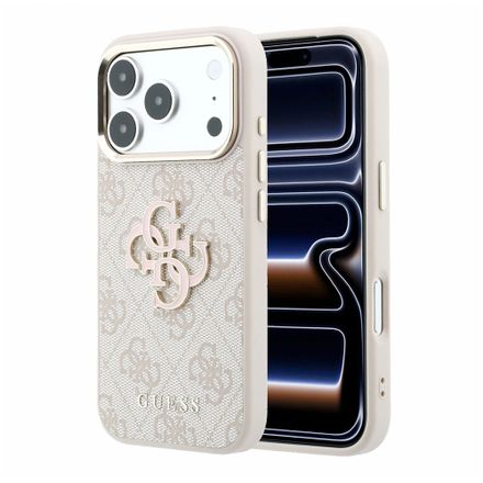 Guess PU 4G Resin Metal Logo kryt iPhone 18 Pro Max ružový