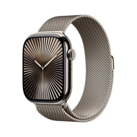 Apple Watch Series 10 GPS + Cellular 46mm Prírodný titán s prírodným milánskym ťahom - S/M