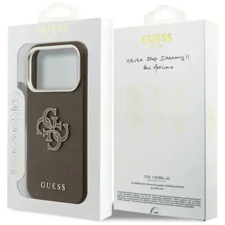 Guess PU Resin Logo kryt iPhone 17 Pro Max hnedý