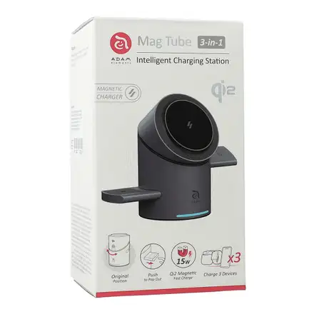 Adam Elements Mag Tube Qi2 3-in-1 Intelligent Charging Station