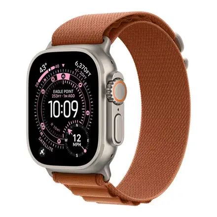 Apple Watch 49mm Terra Cotta Alpine Loop - Large - Natural Titanium Finish