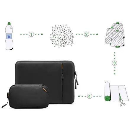 Tomtoc puzdro Recycled Sleeve with Pouch pre Macbook Pro 14" M1/M2/M3/M4 - Black