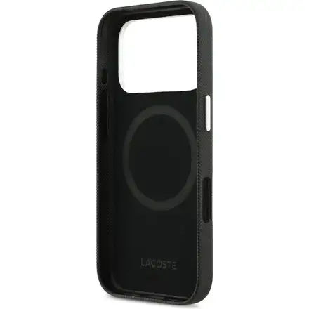 Lacoste Iconic Petit Pique Metal Logo MagSafe kryt iPhone 17 Pro Max čierny