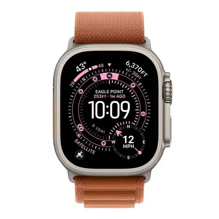 Apple Watch 49mm Terra Cotta Alpine Loop - Large - Natural Titanium Finish