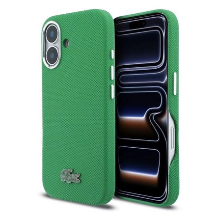 Lacoste PVC Iconic Petit Pique Metal Logo MagSafe kryt iPhone 16 zelený