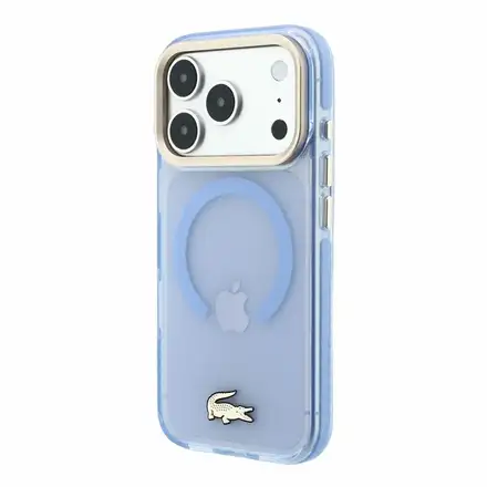 Lacoste PC/TPU Frosted Finish Gold Logo MagSafe kryt iPhone 18 Pro modrý