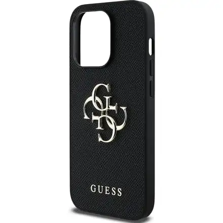 Guess PU Grained  4G Metal Logo kryt iPhone 13 Pro čierny