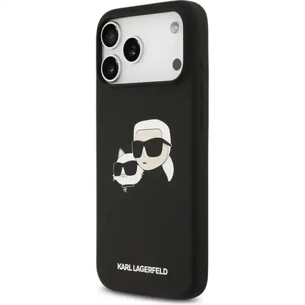 Karl Lagerfeld Liquid Silicone Double Heads MagSafe kryt iPhone 17 Pro čierny