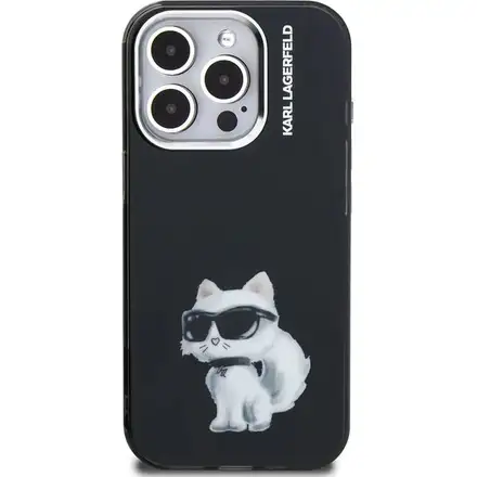 Karl Lagerfeld IML Aquarelle Choupette kryt iPhone 15 Pro Max čierny