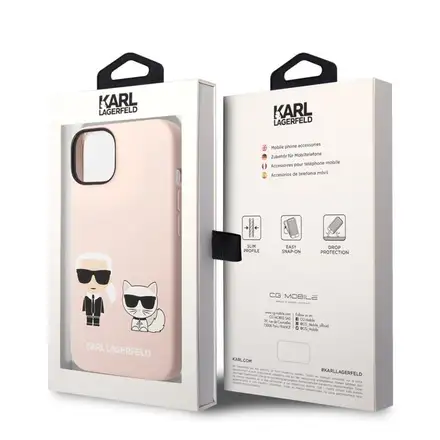 Karl Lagerfeld MagSafe Liquid Silicone Karl and Choupette kryt iPhone 14 Plus ružový