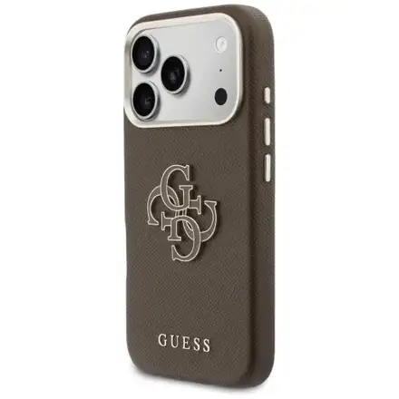 Guess PU Resin Logo kryt iPhone 17 Pro Max hnedý