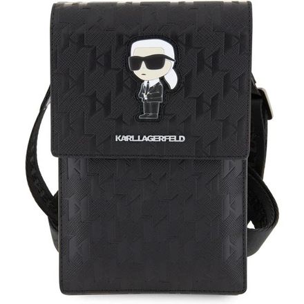 Karl Lagerfeld Saffiano Monogram Ikonik NFT Taška na Telefón čierna