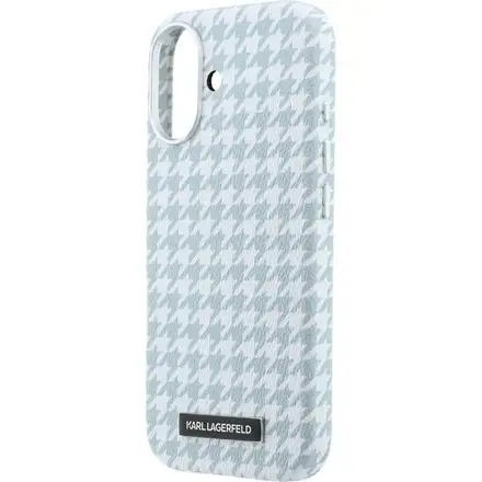 Karl Lagerfeld PU Houndstooth Resin Plate MagSafe kryt iPhone 17 modrý