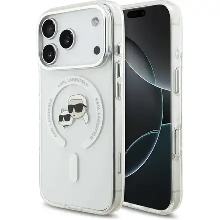 Karl Lagerfeld IML K&CH Heads Metal Frame MagSafe MagSafe kryt iPhone 17 Pro priehľadná