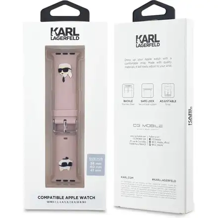 Karl Lagerfeld Karl and Choupette Head NFT Remienok pre Apple Watch 42/44/45/46/49 ružový