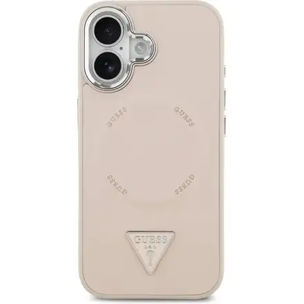 Guess PU Leather Triangle Logo MagSafe kryt iPhone 17 ružový