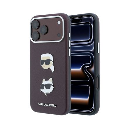 Karl Lagerfeld PU Semi Wrap Saffiano K&CH Heads kryt iPhone 18 Pro burgundy
