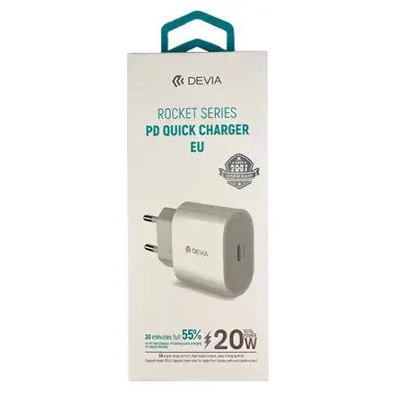 Devia sieťová nabíjačka Rocket series PD Quick Charger 20W - White