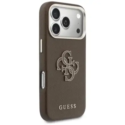 Guess PU Resin Logo kryt iPhone 17 Pro Max hnedý