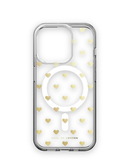 iDeal Fashion Clear Case MagSafe iPhone 15 Pro Golden Hearts
