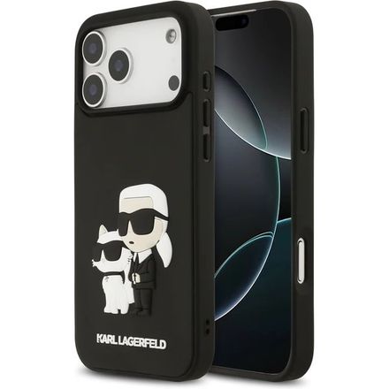 Karl Lagerfeld 3D Rubber Karl and Choupette kryt iPhone 17 Pro čierny